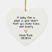 New Baby First Christmas Gold Heart Keramisch Ornament (Achterkant)