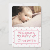 New Baby, Foto aankondiging, Roze Polka-Dot, Kaart (Voorkant)