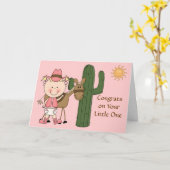 New Baby Girl and Pony Congratulations - Western Kaart (Gele Bloem)