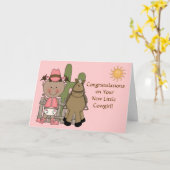 New Baby Girl and Pony Congratulations - Western Kaart (Gele Bloem)