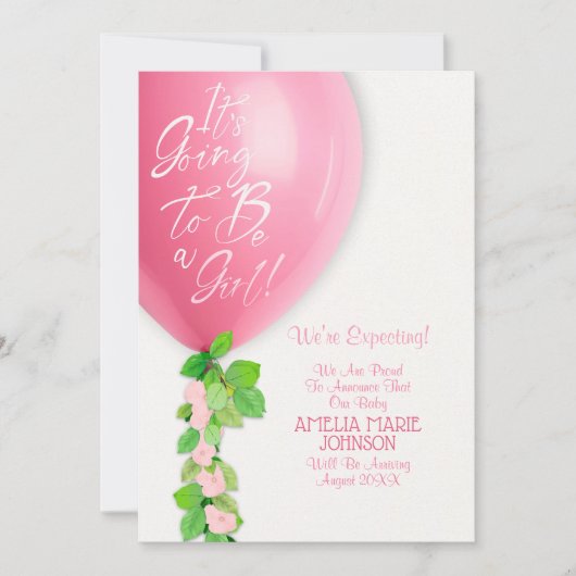 New Baby Girl Announcement Card Aankondiging (Voorkant)