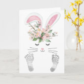 New Baby Girl Bunny Kaart (Gele Bloem)