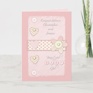 New Baby Girl Card Pink congratulations Kaart