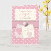 New baby girl congratulations pink kaart (Gele Bloem)