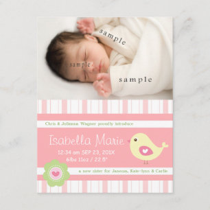 New Baby Girl Cute Pink Foto geboorteaankondiging Aankondiging