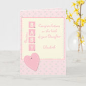 New Baby Girl feliciteert roze Kaart (Gele Bloem)