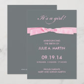 New Baby Girl Flat Announcement Card Aankondiging (Voorkant / Achterkant)