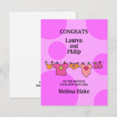 New Baby Girl Gefeliciteerd  Kaart (Voorkant / Achterkant)