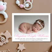 New Baby Girl Newborn Birth Stats roze | FOTO Aankondiging