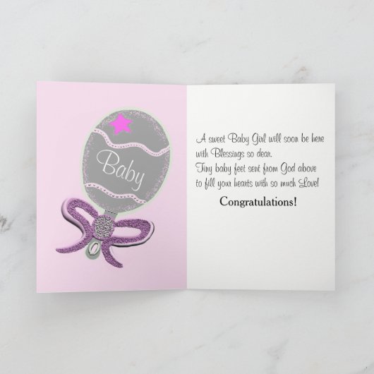 New Baby Girl onderweg Gefeliciteerd Kaart (Binnen)