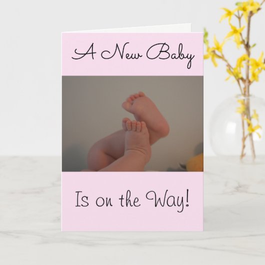 New Baby Girl onderweg Gefeliciteerd Kaart (Gele Bloem)