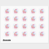 New Baby Girl Pink Teddy Bear-ballonnen Ronde Sticker (Vel)