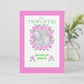New Baby Girl Triplets Aankondiging Fotokaart (Staand voorkant)