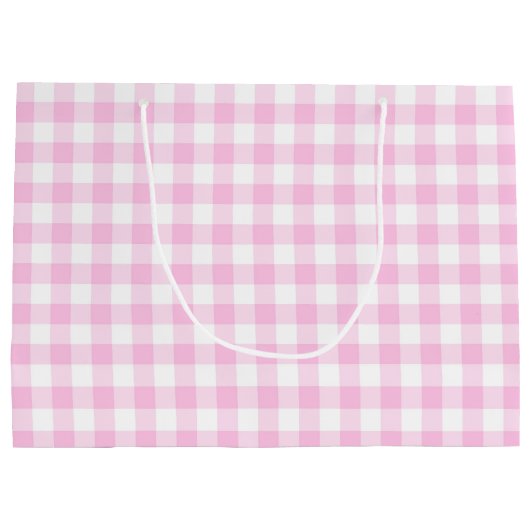 New Baby Girl With Teddy Bear On Gingham Groot Cadeauzakje (Achterkant)