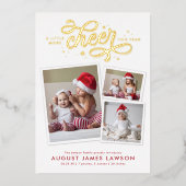 New Baby Kerstmis Birth Folie Holiday Kaart (Voorkant)