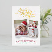 New Baby Kerstmis Birth Folie Holiday Kaart (Staand Voorkant)