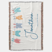 New Baby, Name, Date, Minimal Cute Clothline Deken (Voorkant Verticaal)