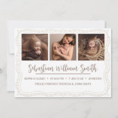 New Baby Newborn Boy Birth Stats 4 Foto Aankondiging (Achterkant)