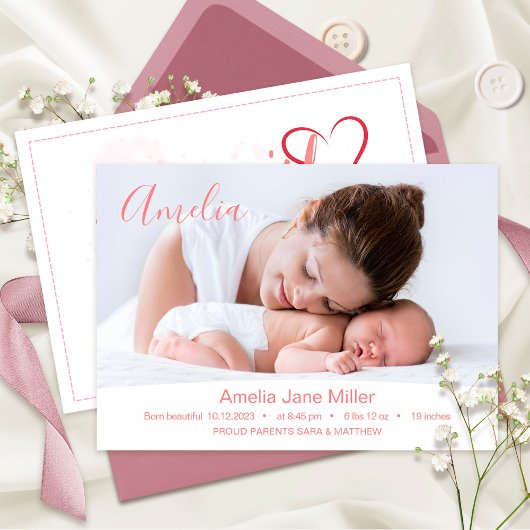 New Baby Newborn Girl Birth Stats Foto Aankondiging