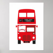New Baby Personalized London Red Bus Poster (Voorkant)