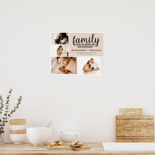 New Baby Photo Collage Keepslag Poster (Keuken)