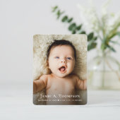 New Baby Photo Simple Heart Modern Birth Aankondiging (Staand voorkant)