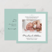 New Baby Poem Birth Announement Mint Green Aankondiging (Voorkant / Achterkant)