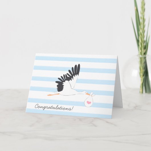 New Baby Stork Gefeliciteerd Kaart (Voorkant)