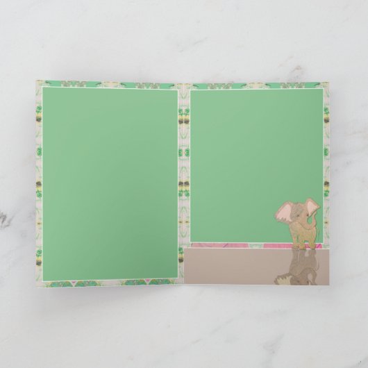 New Baby w/Elephant Folded Greeting Card Kaart (Binnen)