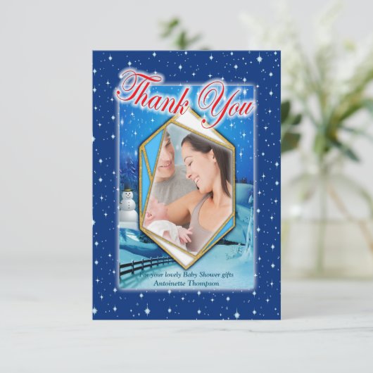New Baby Winter Holiday Bedankkaart (Staand voorkant)