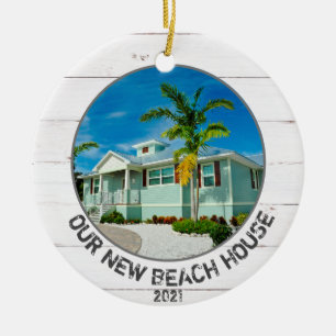 New Beach House Thuisfoto met jaar  Keramisch Ornament