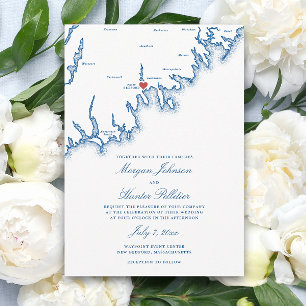 New Bedford MA Kaart Elegant Navy Blauwe Huwelijk