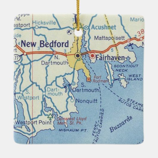 New Bedford MA Keramisch Ornament (Achterkant)