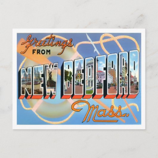 New Bedford, Massachusetts Big Letters Briefkaart (Voorkant)