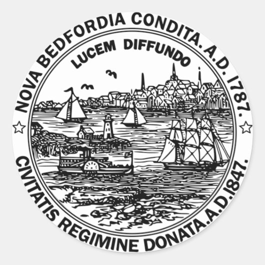 New Bedford Massachusetts City Seal Round Sticker (Voorkant)