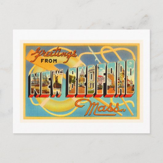 New Bedford Massachusetts MA Old Travel Souvenir Briefkaart (Voorkant)