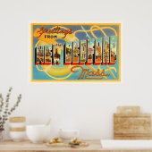 New Bedford Massachusetts MA Old Travel Souvenir Poster (Keuken)