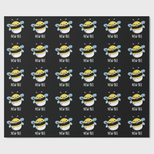 New Bee Funny Insect Bug Dark BG Cadeaupapier (Vlak)