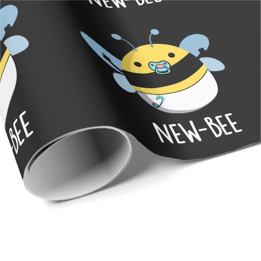 New Bee Funny Insect Bug Dark BG Cadeaupapier (Rol Hoek)