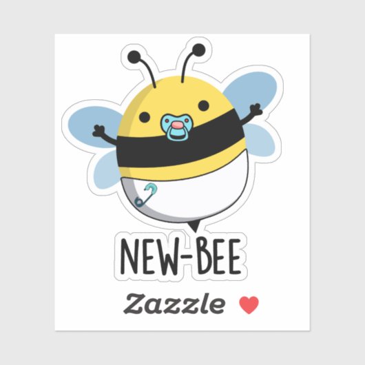 New Bee Funny Insect Bug Pun Sticker (Vel)
