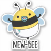 New Bee Funny Insect Bug Pun Sticker (Voorkant)
