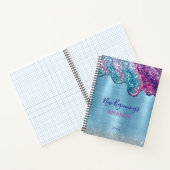 New beginning dusty blue purple drips large custom notitieboek (Binnen)