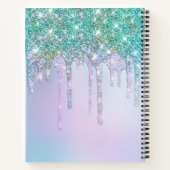 New beginnings Aqua blue Drips monogram large Notitieboek (Achterkant)