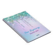 New beginnings Aqua Turquoise Drips monogram Notitieboek (Rechterzijde)