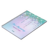 New beginnings Aqua Turquoise Drips monogram Notitieboek (Linkerzijde)