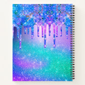 New beginnings blue ombre drips monogram large notitieboek (Achterkant)