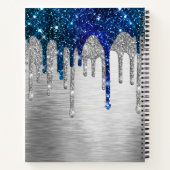 New beginnings Blue silver Drips monogram large Notitieboek (Achterkant)