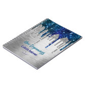New beginnings Blue silver glitter Drips monogram Notitieboek (Linkerzijde)