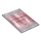 new beginnings blush silver faux glitter monogram notitieboek (Rechterzijde)
