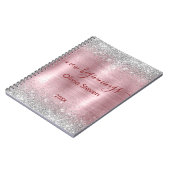 new beginnings blush silver faux glitter monogram notitieboek (Linkerzijde)